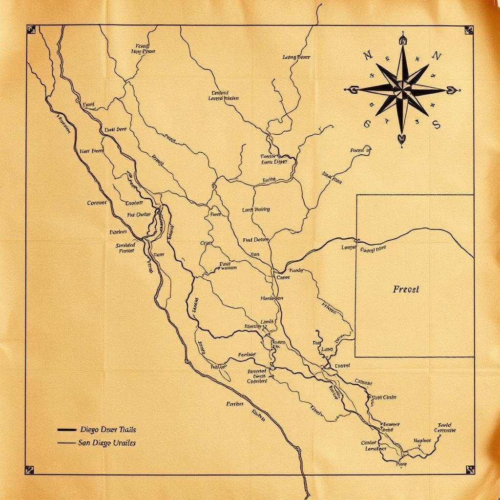 Hand-drawn tactical map of San Diego desert trails
